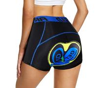 Short Cycliste Femme Rembourré Gel 5D Respirant Antichoc Short Velo VTT Gel Séchage Rapide Short Cyclisme sous-Vêtements de Cyclisme(Size:L,Color:Bleu Jaune)