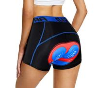 Short Cycliste Femme Rembourré Gel 5D Respirant Antichoc Short Velo VTT Gel Séchage Rapide Short Cyclisme sous-Vêtements de Cyclisme(Size:S,Color:Rouge Bleu)