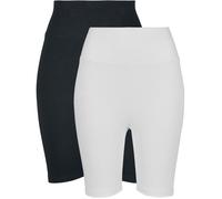 Short Cycliste Femme - Urban Classics - Taille Haute - Lot de 2 - Noir/Blanc - 95% Coton S