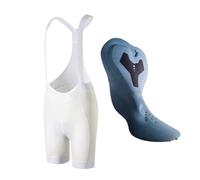 Short Cycliste Homme Cuissard à bretelles de vélo blanc Vêtements de cyclisme 7 heures de trajet Rembourré Course d'équitation VTT Collants de vélo Shorts respirants Cuissard Homme(White,Asia XL (EU L