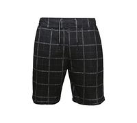 Short d'affaires à carreaux pour homme - Short à rayures - Short court pour homme - En coton chino - Taille élastique avec poches - Short de loisirs pour homme, a noir, M