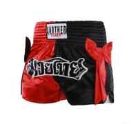 Short d'arts martiaux unisexe pour entraînement de boxe et MMA, short de combat en polyester, design sportif respirant avec taille élastique sécurisée (XXXL noir rouge)