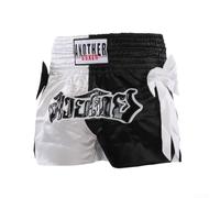Short d'arts martiaux unisexe pour entraînement de boxe et MMA, short de combat en polyester, respirant, design sportif avec taille élastique sécurisée (L Noir Blanc)