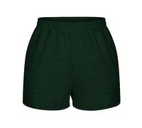 Short D'AthléTisme De Couleur Pure pour Femmes Short D'éTé à Taille éLastique Et Poches Short De Sport DéContracté pour La Course à Pied (Vert Foncé,XXL)