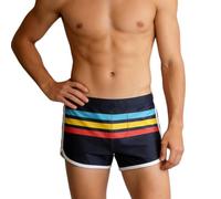 Short de bain à rayures pour homme - Avec doublure intérieure - Anti-blamage - Lacets réglables - Boxer d'été - Sous-vêtements, Noir , XL
