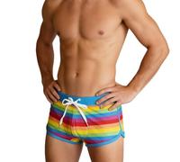Short de bain à rayures pour homme - Avec doublure intérieure - Anti-blamage - Lacets réglables - Boxer d'été - Sous-vêtements, multicolore, L