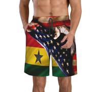 Short De Bain America and Ghana Ghanaian Flag Short De Plage Séchage Rapide Shorts Cordon De Réglable Shorts De Bain pour Piscine Surf Sport XL