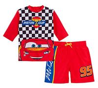 Short de Bain Cars pour garçons + Haut Anti-UV Lightning McQueen, Ensemble de Natation 2 pièces pour Enfants avec t-Shirt de Surf et Boardshorts.