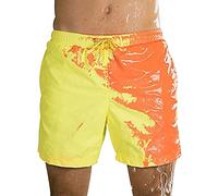 Short de Bain Change de Couleur Homme Court Maillot de Bain Natation Homme Grande Taille Boardshort Swim Shorts Short Plage Surf Piscine Homme Trunk Swimming Trunks Sechage Rapide Sport Orange Jaune S