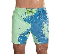 Short de Bain Change de Couleur Homme Court Maillot de Bain Natation Homme Grande Taille Boardshort Swim Shorts Short Plage Surf Piscine Homme Trunk Swimming Trunks Sechage Rapide Sport Bleu Vert S