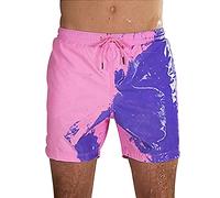Short de Bain Change de Couleur Homme Court Maillot de Bain Natation Homme Grande Taille Boardshort Swim Shorts Short Plage Surf Piscine Homme Trunk Swimming Trunks Sechage Rapide Sport Violet Rose XL