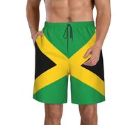 Short de bain classique pour homme Motif drapeau de la Jamaïque Short de bain décontracté avec poches Short de plage pour homme, Blanc, 3XL