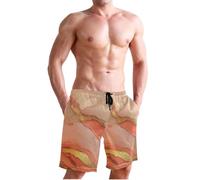 Short de bain élastique en marbre Terracotta Blush_1 pour homme pour les vacances, 20,3 cm/22,9 cm de long, coloré, Large
