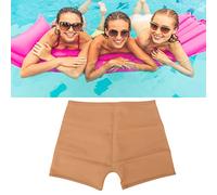 Short de bain en silicone pour femme, maillot de bain menstruel, short de bain menstruel étanche avec 4 coins imperméables et étanches à séchage rapide pour filles, adolescentes (Rose jaunâtre)