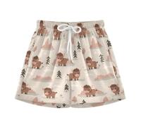 Short de bain extensible pour garçon Motif bison du lac Marron, Mignon dessin animé bison marron, 4-5 ans