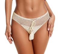 Short de Bain féminin en Crochet Fait Main pour l'été doublé et Confortable avec Un Design et élégant (Beige, M)