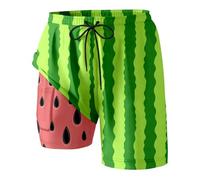 Short de Bain Femme 2-en-1, Bermuda Long Sport, Taille Elastique à Cordon, Superposition, Cuissard Intérieur avec Poche, Imprimé Dinosaure ou Pastèque Fantaisie | Short de Plage, Vacances, Piscine