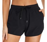 Short De Bain Femme avec Poches D'Été Décontracté Moulante Coupe Ajustée Taille Haute Triangle Bas De Sport Serrage Réglable Bikini Plage Maillot Menstruel Femme (Black, XL)