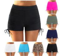 Short de Bain Femme Bas de Maillot de Bain Shorty Taille Haute Culotte Boxer à Cordon pour Plage Piscine Natation Sport