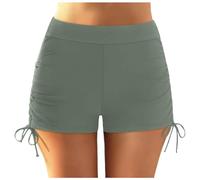 Short de Bain Femme Bas de Maillot de Bain Shorty Taille Haute Culotte Boxer à Cordon pour Plage Piscine Natation Sport