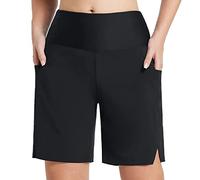 Short de Bain Femme Bas Maillot de Bain Shorty Taille Haute Bikini de Plage avec Poche Séchage Rapide