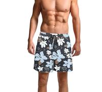 Short de bain hawaïen pour homme - Short de voyage pour homme - Imprimé fantaisie - Short de vacances tropicales - Short de bain de soleil pour la plage - Short de sport nautique - Grand et grand