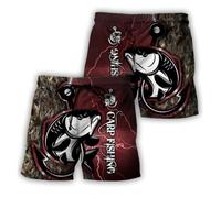 Short de Bain Homme 3D Motif Poisson Short de Plage Casual avec Cordon