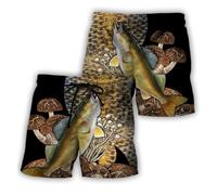 Short de Bain Homme 3D Motif Poisson Short de Plage Casual avec Cordon