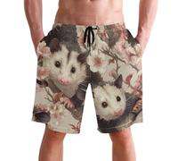 Short De Bain Homme Adorables Opossums Parmi Surfant Short De Bain Respirant Confortable Pantalon De Loisir, pour Vacances, Piscine, Maison, Natation, L