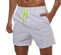 Short de Bain Homme Court Maillot de Bain Homme Séchage Rapide Boardshort Short de Bains Hommes Mayo Boxer de Bain Homme Piscine Shorts de Bain Natation Plage Calecon de Bain Grande Taille Blanc M