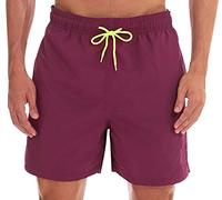 Short de Bain Homme Court Maillot de Bain Homme Séchage Rapide Boardshort Short de Bains Hommes Mayo Boxer de Bain Homme Piscine Shorts de Bain Natation Plage Calecon de Bain Grande Taille Rouge 2XL