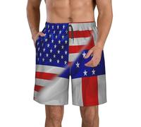 Short De Bain Homme Drapeau des Amériques Et des Antilles Néerlandaises, Drapeau Triangulaire Beach Shorts Sports Men's Swimming Trunks Respirant Boardshort pour Outdoor Natation Plage 3XL