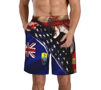 Short De Bain Homme Drapeau des États-Unis Et De L'Île De Sainte-Hélène Beach Shorts Séchage Rapide Swim Trunks Confortable Boardshort pour Natation Piscine Outdoor S