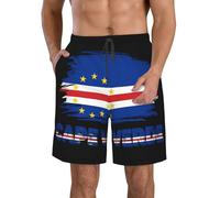 Short De Bain Homme Drapeau du Cap-Vert Men's Swimming Trunks Étanche Boardshort Séchage Rapide Beach Shorts pour Sport Nautique Vacances Voyage S