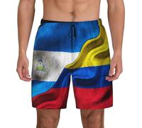 Short De Bain Homme Drapeau Nicaraguayen du Nicaragua Drapeau Colombien De La Colombie Boardshort Confortable Men's Swimming Trunks Respirant Swim Trunks pour Vacances Outdoor Trave S