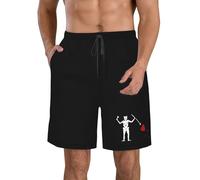 Short De Bain Homme Drapeau Pirate À Tête De Mort De Barbe Noire Men's Swimming Trunks Casual Boardshort Sport Beach Shorts pour Plage Natation Outdoor XL
