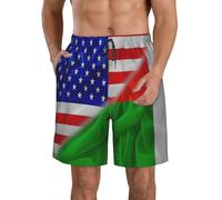 Short De Bain Homme Drapeau Triangulaire des Amériques Et des Malgaches Swim Trunks Réglable Beach Shorts Respirant Men's Swimming Trunks pour Vacances Plage Outdoor L