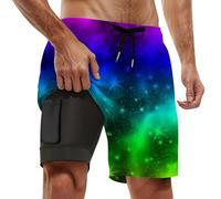 Short De Bain Homme Grande Taille, Short de Bains Homme Dégradé Arc-en- Imprimé Épais pour Plage Piscine Sport Nautique Loisirs Extérieur Confortable Résistant