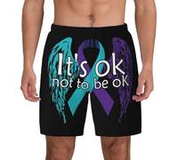 Short De Bain Homme Il Est Normal De Ne Pas Aller Bien - Sensibilisation À La Prévention du Suicide Beach Shorts Réglable Men's Swimming Trunks Respirant Boardshort pour Natation Trave Vacances M