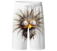 Short de Bain Homme Imprimé Oiseau Cartoon - Shorts et Bermudas Homme Décontracté Léger avec Taille Elastique et Motif Yeux en Relief - pour Été, Vacances à la Plage ou Événement à Thème Humoristique