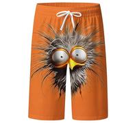 Short de Bain Homme Imprimé Oiseau Cartoon - Shorts et Bermudas Homme Décontracté Léger avec Taille Elastique et Motif Yeux en Relief - pour Été, Vacances à la Plage ou Événement à Thème Humoristique