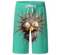 Short de Bain Homme Imprimé Oiseau Cartoon - Shorts et Bermudas Homme Décontracté Léger avec Taille Elastique et Motif Yeux en Relief - pour Été, Vacances à la Plage ou Événement à Thème Humoristique