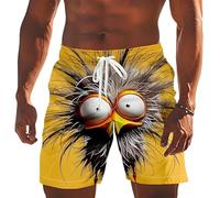 Short de Bain Homme Imprimé Oiseau Cartoon Shorts et Bermudas Homme Décontracté Léger avec Taille Elastique et Motif Yeux en Relief Boardshort pour Été Vacances Plage Événement à Thème Humoristique
