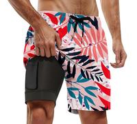 Short De Bain Homme Maillot 2-In-1Maillot De Bain Homme SéChage Rapide Slip Doublure pour Vacances sur La Plage Sport Surf