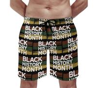 Short De Bain Homme Mois De L'Histoire des Noirs Protection Solaire Surf Short De Plage Classics Pantalon Court De Plage pour Sport Piscine Natation 3XL