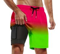 Short de Bain Homme Motif Animal Original Tissu Léger Capybara État d’Esprit Décontracté pour Plage Piscine et Vacances Cinq Quartiers(Watermelon Red #33, M)