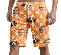 Short De Bain Homme Personnalisé Avec Photos, Maillot De Bain Personnalisable Short De Plage Grande Taille à Séchage Rapide Bermuda Bain Long Avec Cordon De Serrage Cadeau Pour Papa Petit Ami Mari