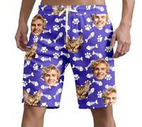 Short de Bain Homme Personnalisé avec Photos Pyjama Personnalisable Shorts de Plage Personnalisés Drole Vetement Personnalisation Humour Pantalon Large Drôles Tenues de Sport pour Copain Papa