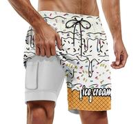 Short de Bain Homme pour fêtes d'été Piscine et Plage modèle Double Couche avec imprimé Design pour Un Port Confortable Lors des journées ensoleillées (White, XXL)
