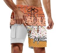 Short de Bain Homme pour fêtes d'été Piscine et Plage modèle Double Couche avec imprimé Design pour Un Port Confortable Lors des journées ensoleillées (Orange, S)